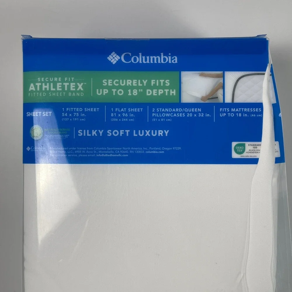 Columbia Silky Soft Luxury Full Sheet Set White Lyocell Blend 4pc 18